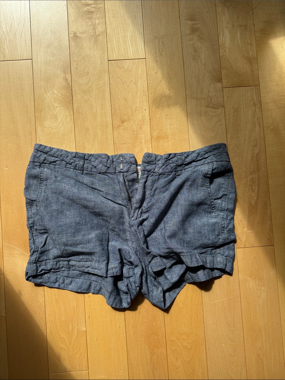 GAP Navy High-Waist Linen-Blend Casual Shorts